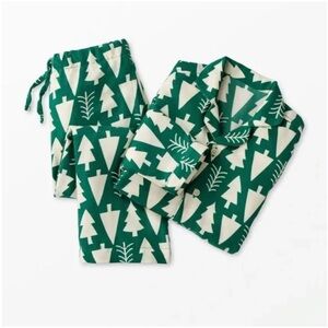 Hanna Andersson Women's Holiday "Winter Green" Pajama Set Christmas Trees Medium